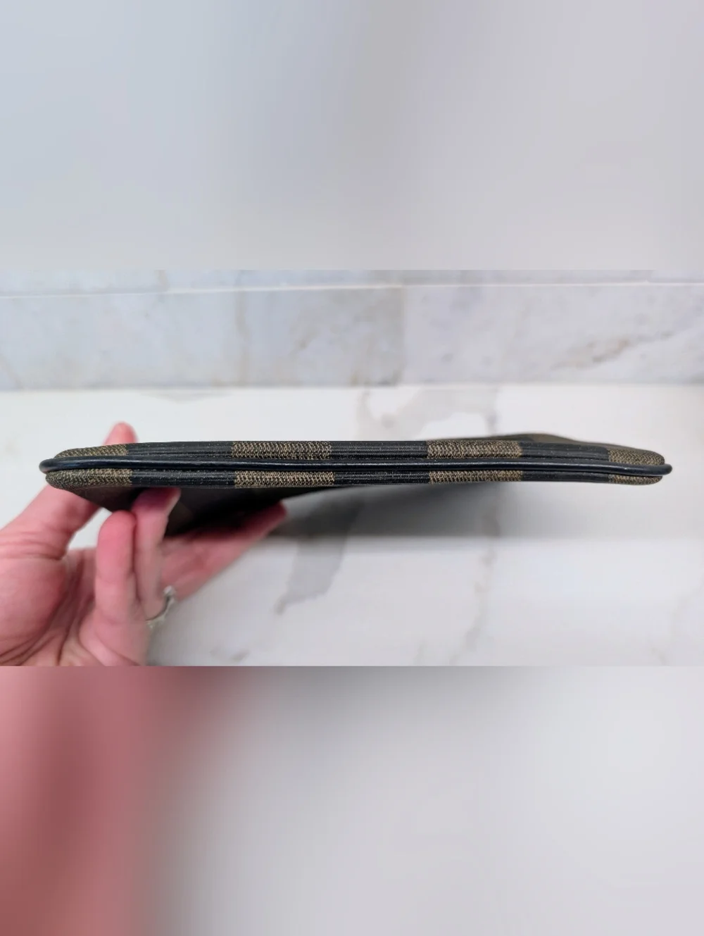 Fendi Brown Striped Zip Clutch - Picture 10 of 12